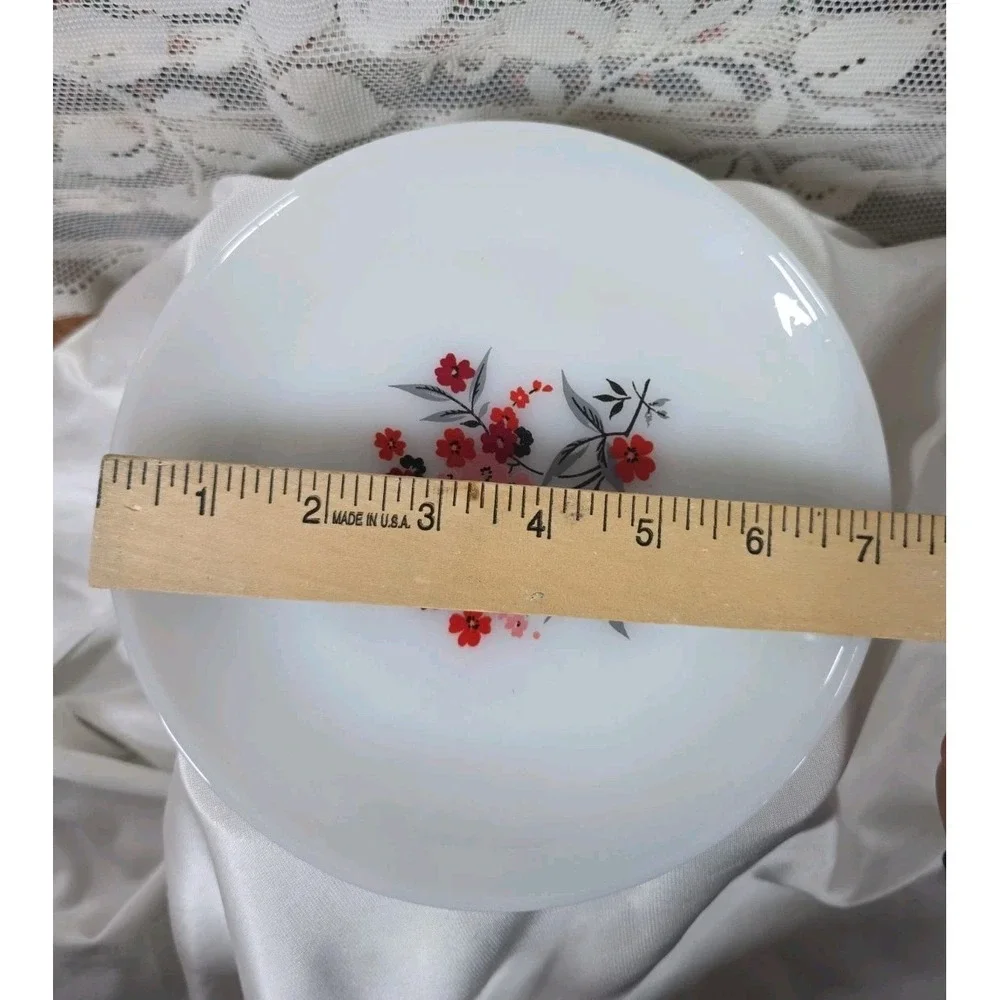 Vintage Fire King Milk Glass Plate Primrose Red Pink Flower Replacement Piece